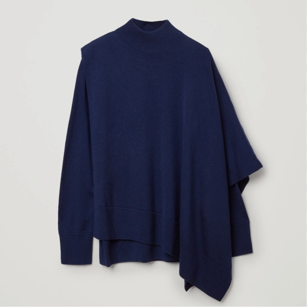 COS navy merino wool hybrid cape S